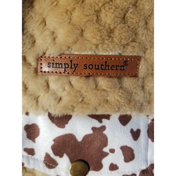 Simply Southern Women’s XXL Brown Cow Print Sherpa Fleece Pullover Sweatshirt - Picture 6 of 7